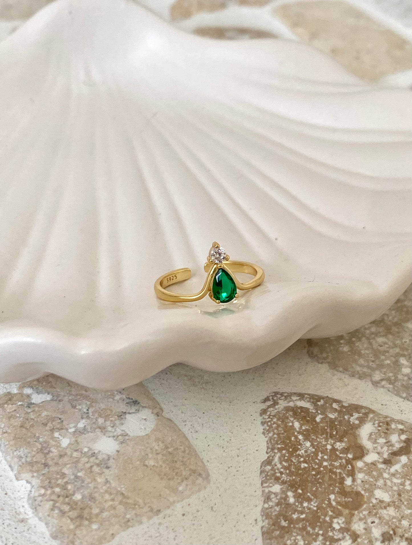 14K Emerald May Gold Ring