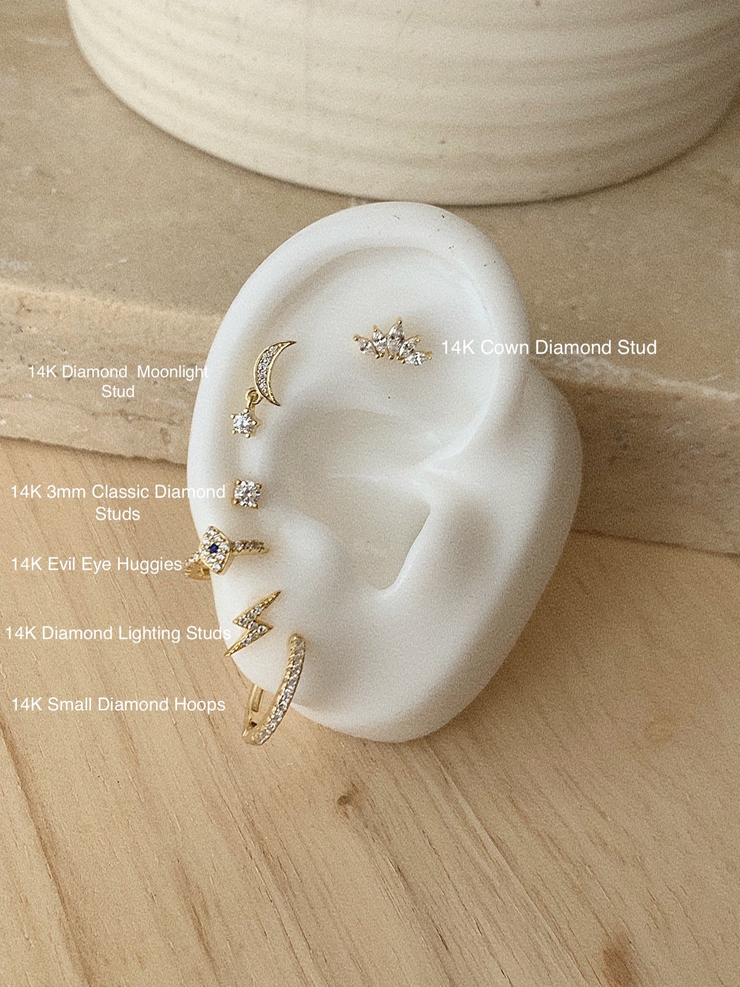 14K Diamond Crown Stud