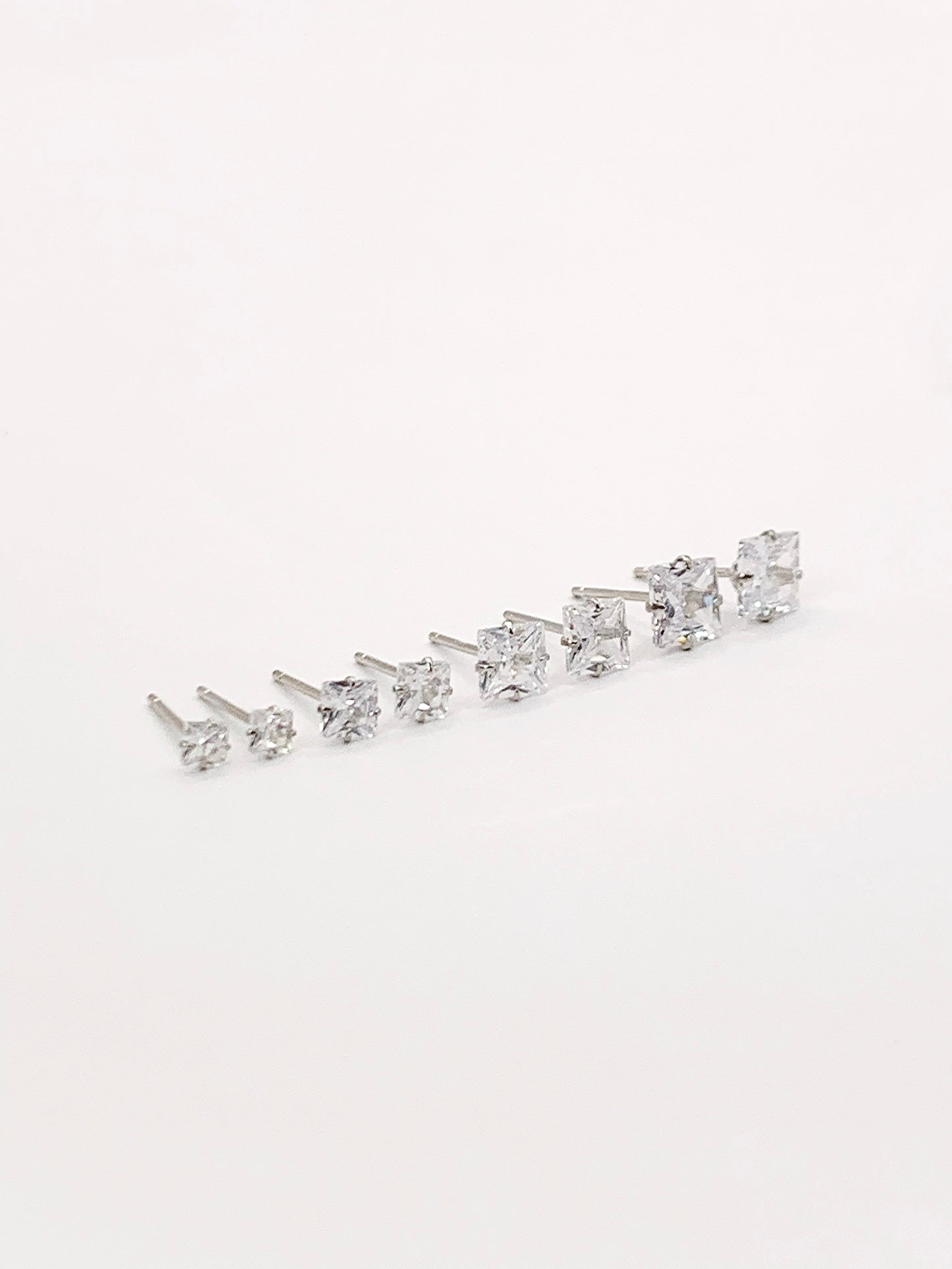 14K Leo Square Cut Diamond Studs